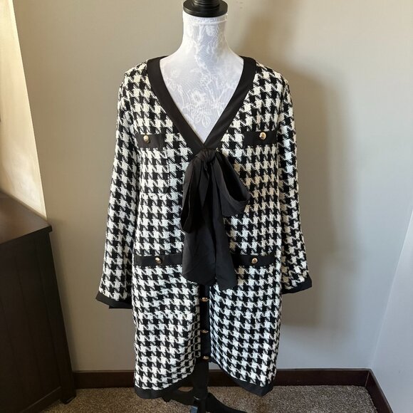 Tuckernuck Pomander Place Coco Tweed Bow Dress Long Sleeve Womens XXLARGE - Picture 2 of 4